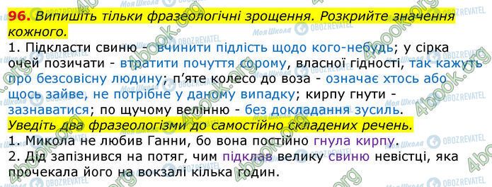 ГДЗ Українська мова 10 клас сторінка 96